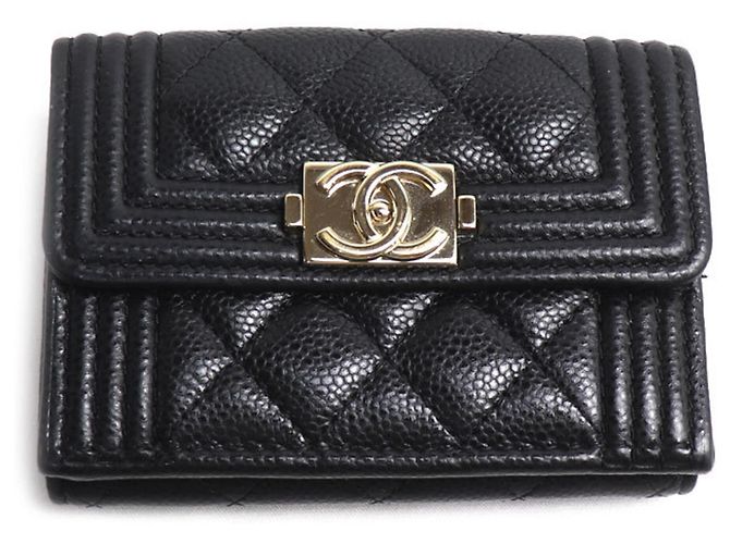 Chanel Boy Chanel Matelassé Tri-fold Wallet Black