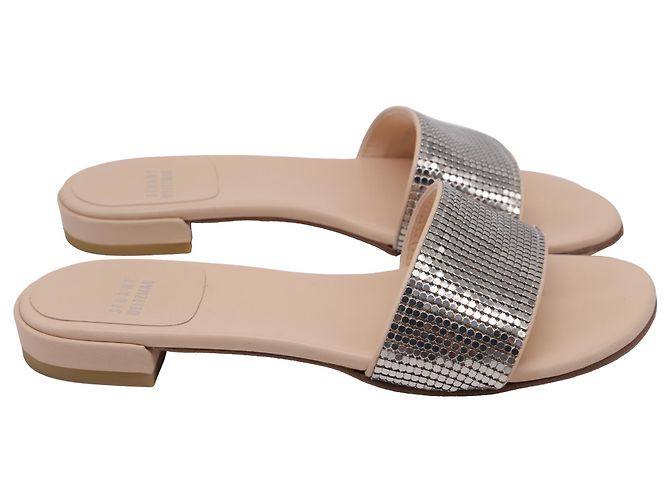 Sandali piatti decorati Stuart Weitzman in pelle argento