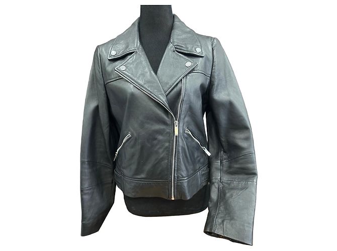Autre Marque Camaïeu Schwarze Lederjacke Biker Perfecto