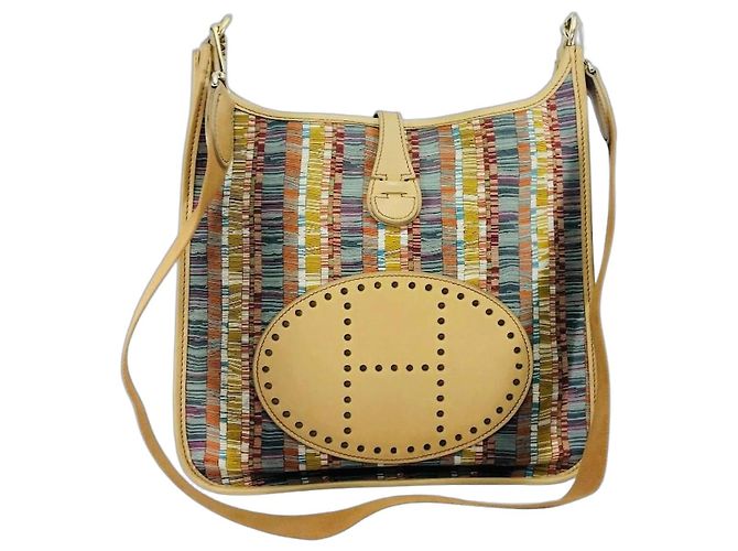 Bolsa Hermès Evelyne PM Box Vibrato Multicor Bege