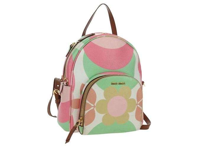 Miu Miu Backpack Leather Multicolor Gold Auth am11496V Multiple colors Golden