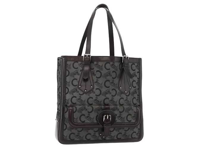 Céline CELINE C Sulky Tote Bag Canvas Grau Silber Auth ka4159 Braun