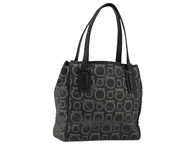 Borsa Salvatore Ferragamo Gancini in PVC e pelle nera argento Auth BA12370 Nero