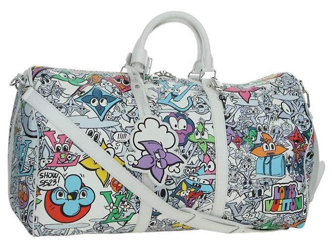 LOUIS VUITTON Monogram Comics Keepall Bandouliere 50 Bolso M21863 Auth 177344SAM Blanco