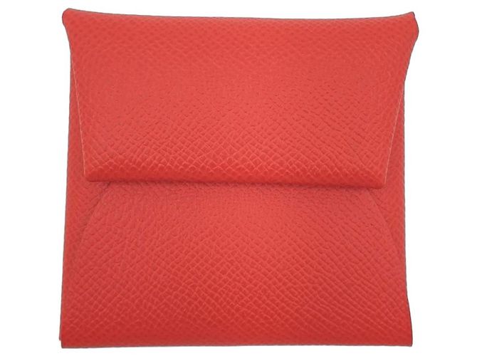 Hermès Bastia Carteira de Moedas Epsom Rouge Tomate Rosa Vermelho