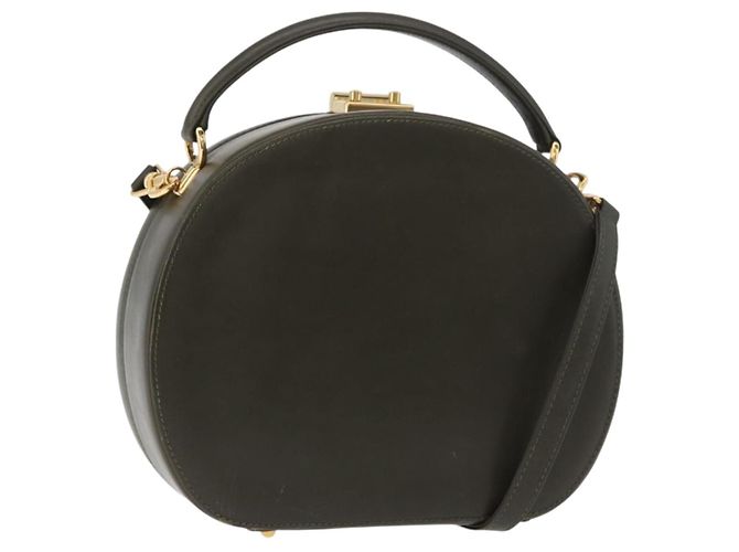 Bolsa GUCCI de couro 2way Khaki Gold Auth 178640 Dourado Caqui