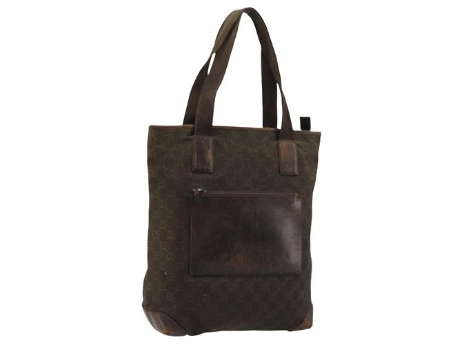 Borsa Tote GUCCI GG Canvas Marrone Argento 28892 Auth 177516