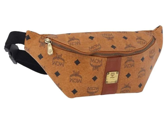 MCM Vicetos Logogram Body Bag PVC Marron Or Auth 177029