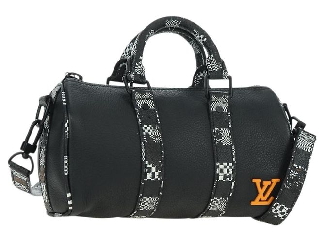 LOUIS VUITTON Borsa Keepall XS Damier Distorted City Nera M80202 LV Auth 177433SM Nero
