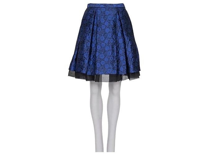 Christian Dior blauer Seidenrock mit Blumenmuster - Sz M (EU 42) gebraucht