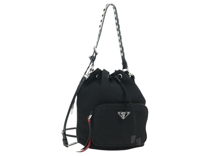 Borsa PRADA Borsa a tracolla Nylon 2way Nero Argento Auth 175065SAM