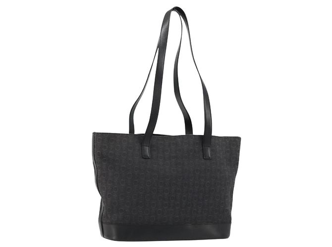 Céline Borsa Tote CELINE C Macadam Canvas Nera Argento Auth kk672 Nero