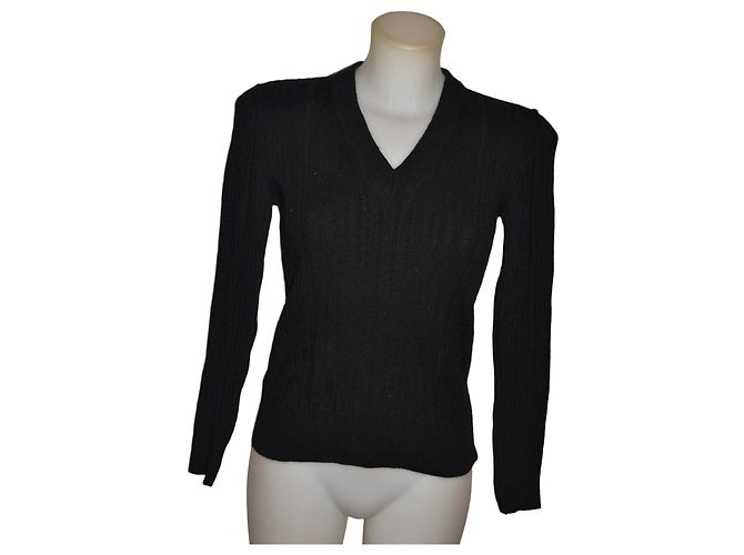 Dolce & Gabbana schwarzer V-Ausschnitt Wollpullover 