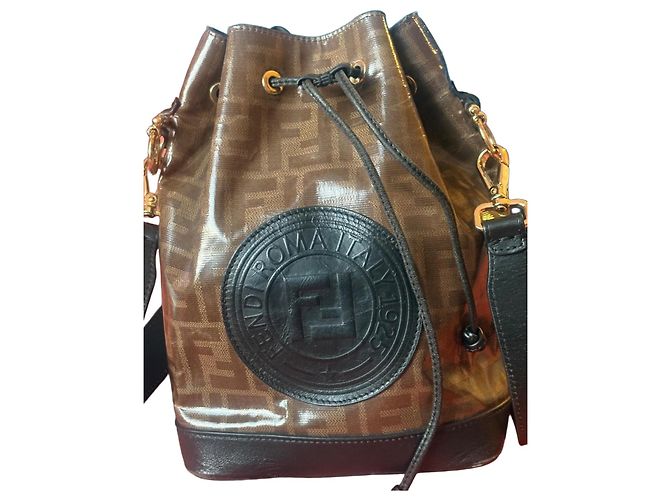 Borsa a secchiello Fendi Mon Tresor monogramma FF Marrone