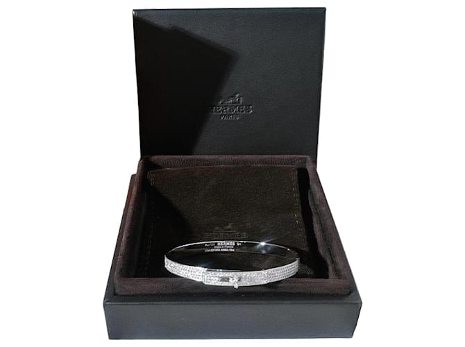 Pulsera Hermès Love Horse Kelly en Oro Blanco y Diamantes Plata 