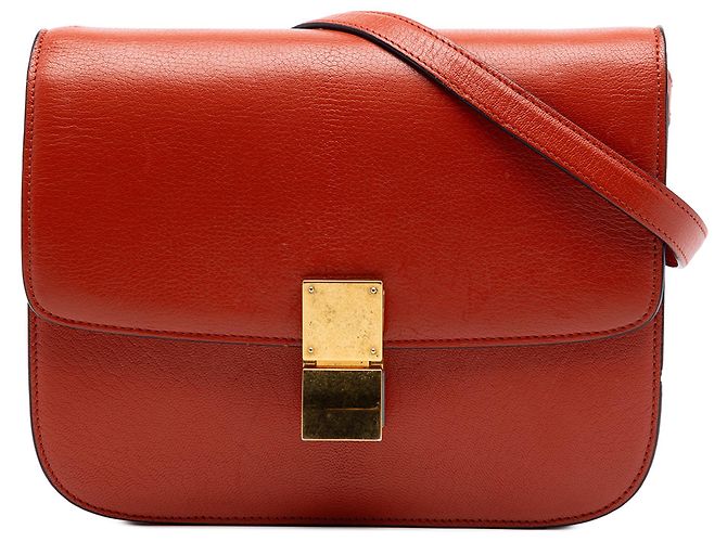 Céline Celine Red Medium Calfskin Classic Box Rosso