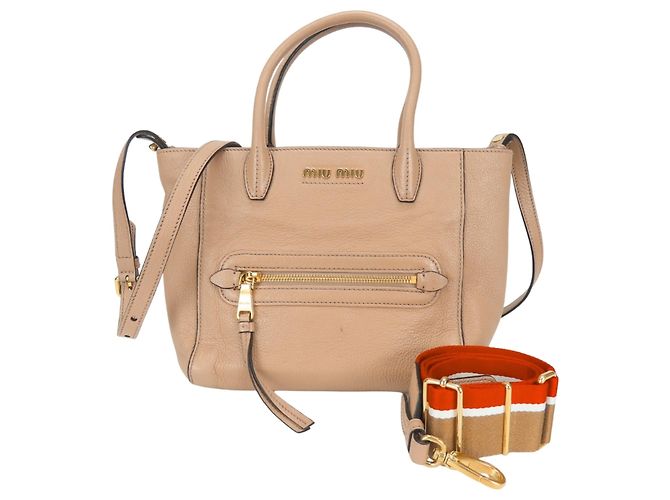 Bolsa Miu Miu em couro Madras Rosa Bege
