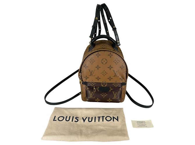 Louis Vuitton MINI Monogram Reverse Palm Springs Leather Backpack Brown
