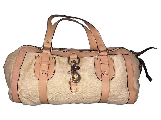 Bolsa Chloé Paddington Satchel em lona bege e couro Marrom