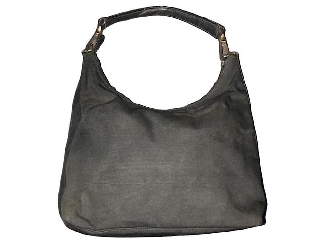 Gucci Borsa Hobo in tela nera e pelle Nero