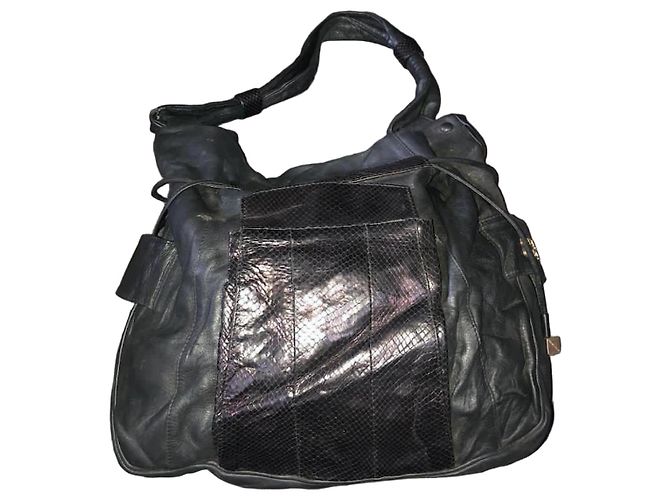 See by Chloé Bolsa Hobo Couro Preto Python