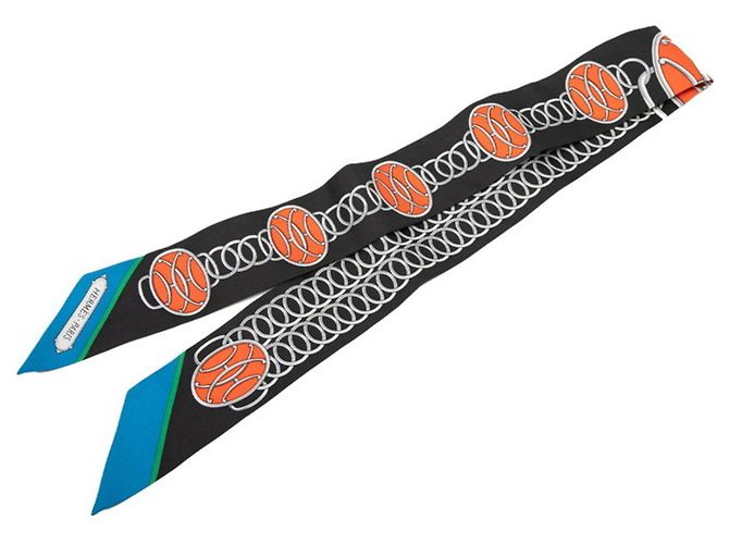 Hermès Hermes Twilly Lift Profile Schal Mehrfarben Marineblau 