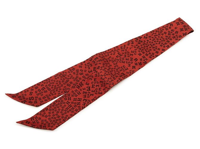 Sciarpa in seta Hermès Twilly Logo Alphabet Nero Rosso 