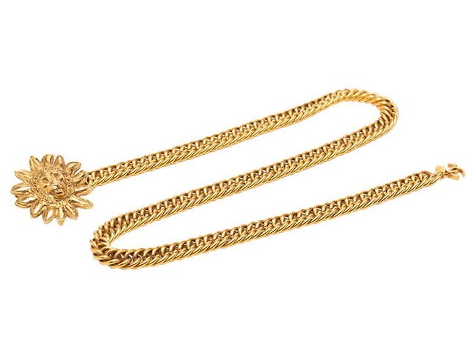 Cinturón de cadena Chanel Coco Mark con motivo de león Dorado