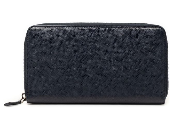 Prada Navy Saffiano Leather Long Wallet Navy blue