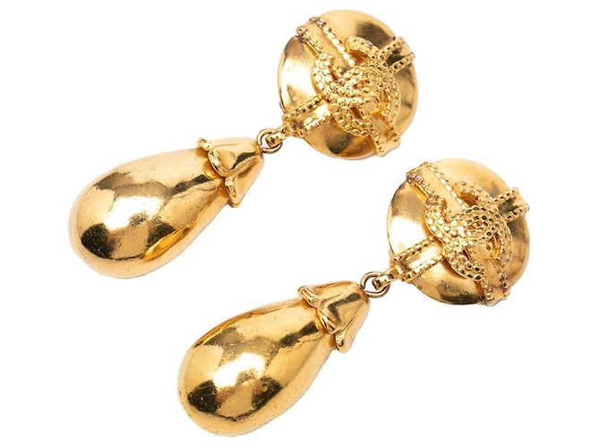 Boucles d'oreilles puces Chanel Coco Mark plaqué or Doré
