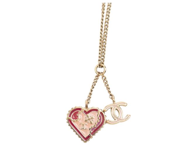 Collana con pendente Chanel Coco Mark Heart Multicolore D'oro