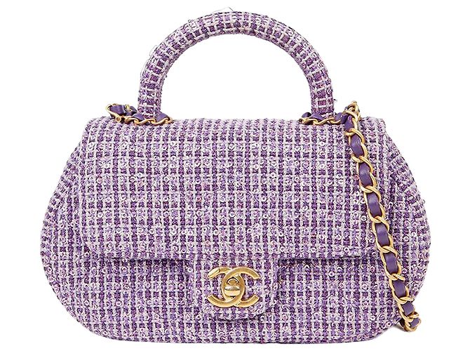 Chanel Sac cabas à épaule Cc Logo Small Violet