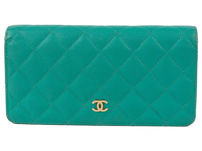 Chanel Caviar Timeless Classic Flap Long Wallet Blue