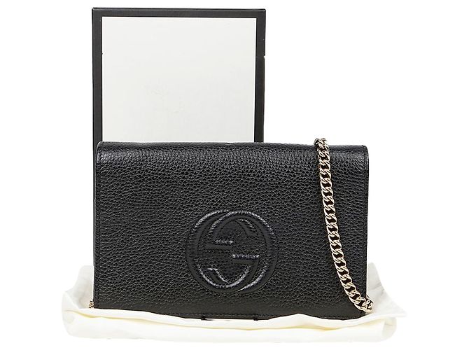 Gucci Interlocking Soho Chain Shoulder Crossbody Bag Black