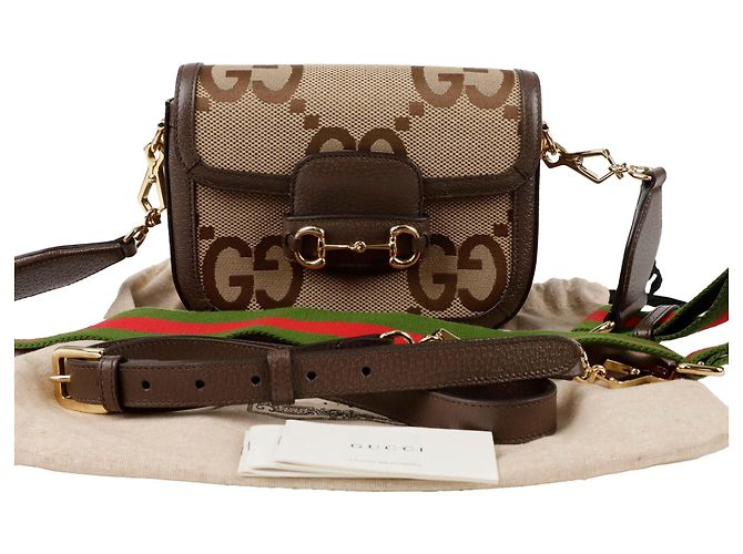 Horsebit 1955 Gucci Bolsa de ombro e transversal Horsebit Jumbo Gg Mini Marrom
