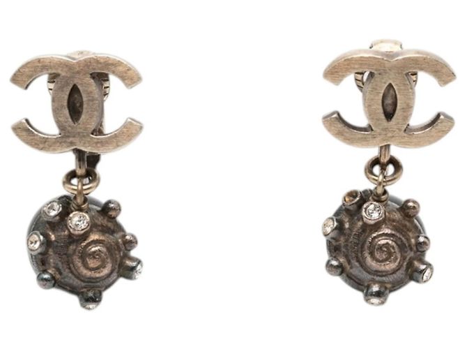 Orecchini a clip Chanel con strass Nero Argento 