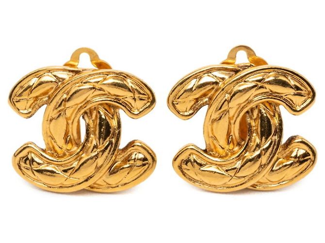Orecchini a clip Chanel Matelassé Coco Mark D'oro