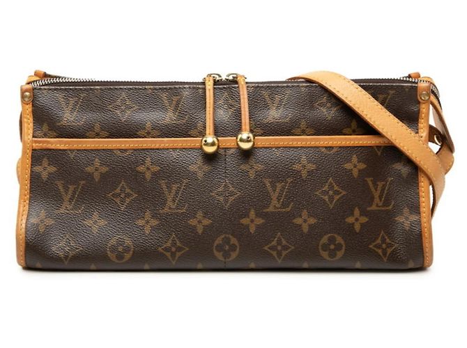 Borsa a tracolla lunga Louis Vuitton Monogram Popincourt Marrone