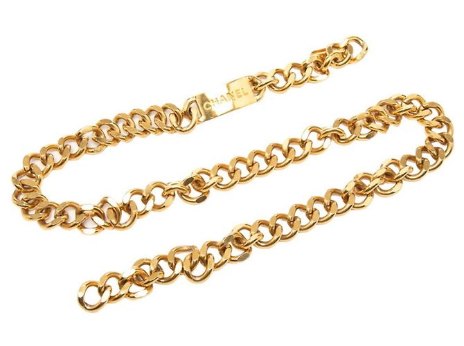 Chanel Gold Logo Plate Chain Belt Golden