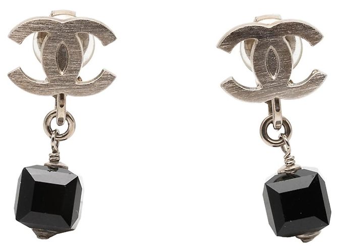 Orecchini a clip Chanel Coco Mark Nero Argento 