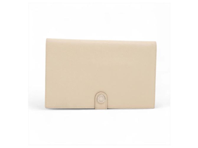 Hermès Hermes Long Wallet in Evercolor Leather Beige