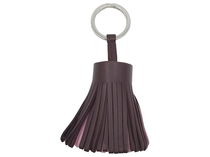 Hermès Porte-clés Carmen, rouge sellier/mauve sylvestre/bleu de France, agneau Milo Rose Marron foncé 