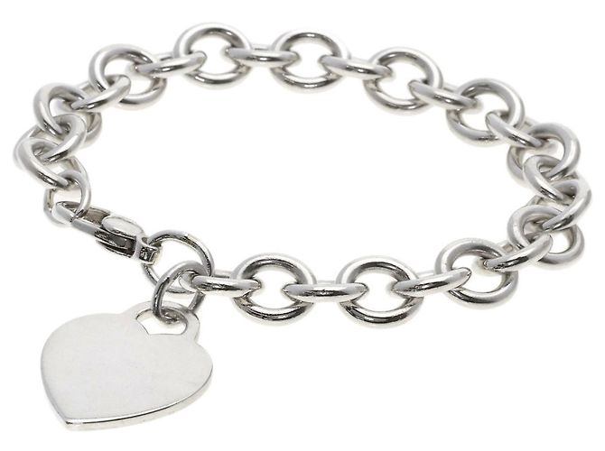 Pulseira de berloques em prata Tiffany & Co. com pingente de coração