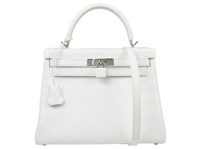 Hermès Hermes Kelly White Epsom with Palladium Hardware 28 Blanco