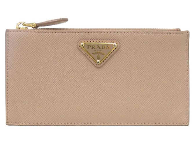 Monedero Triangle Saffiano Prada Beige
