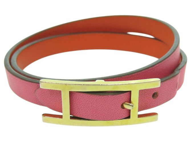 Hermès Hermes Be Api Double Tour Armband Pink Golden Orange