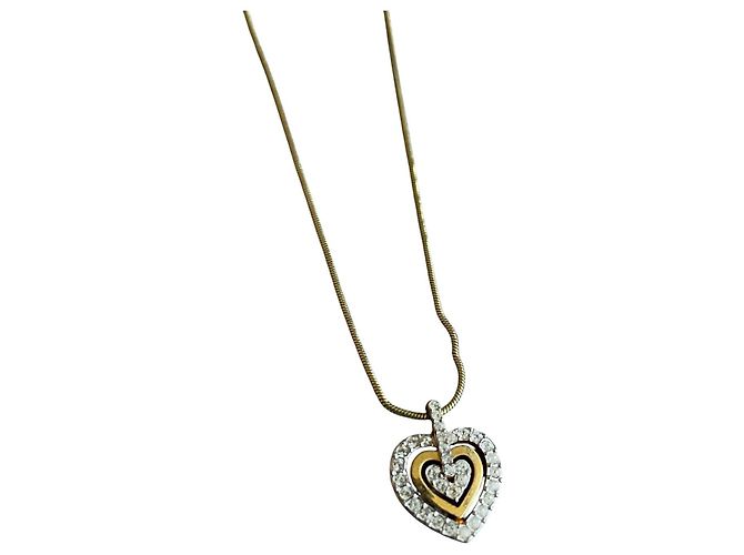 Swarovski Colar com Pingente de Coração Duplo