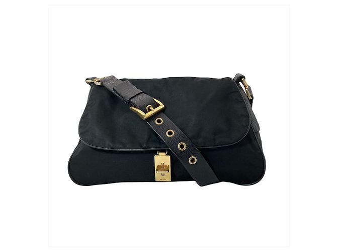Borsa a tracolla in nylon nero Prada