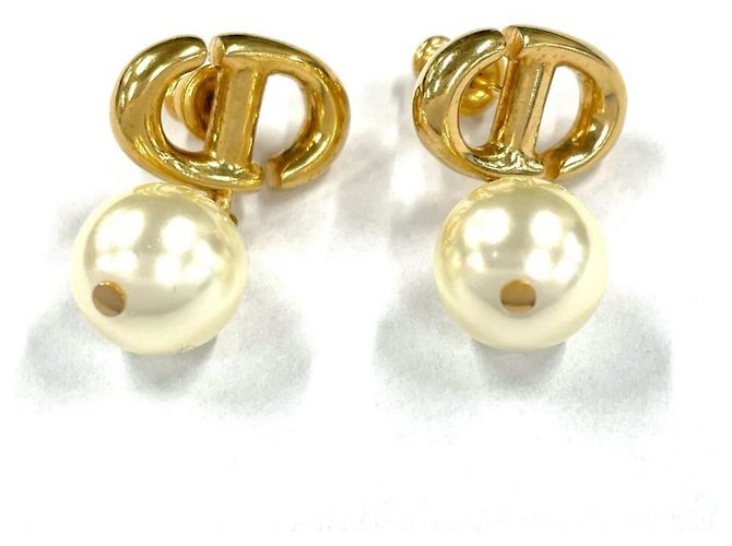 Orecchini Christian Dior CD Navy in Oro D'oro