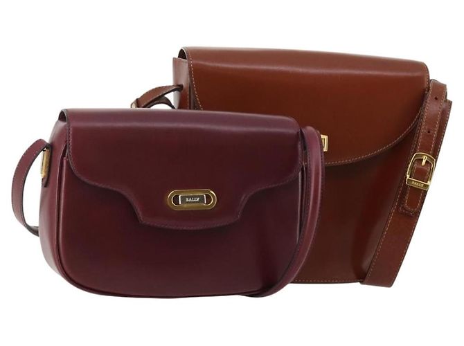 Bolsa de Ombro BALLY Couro 2 Set Marrom Bordeaux Auth 176708